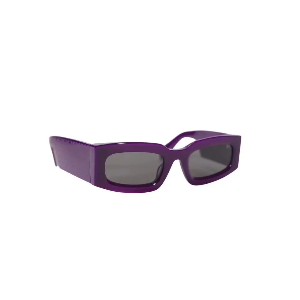 Off-White CARY Narrow Rectangle Sunglasses – Shiny Purple / Dark Gray – NWT